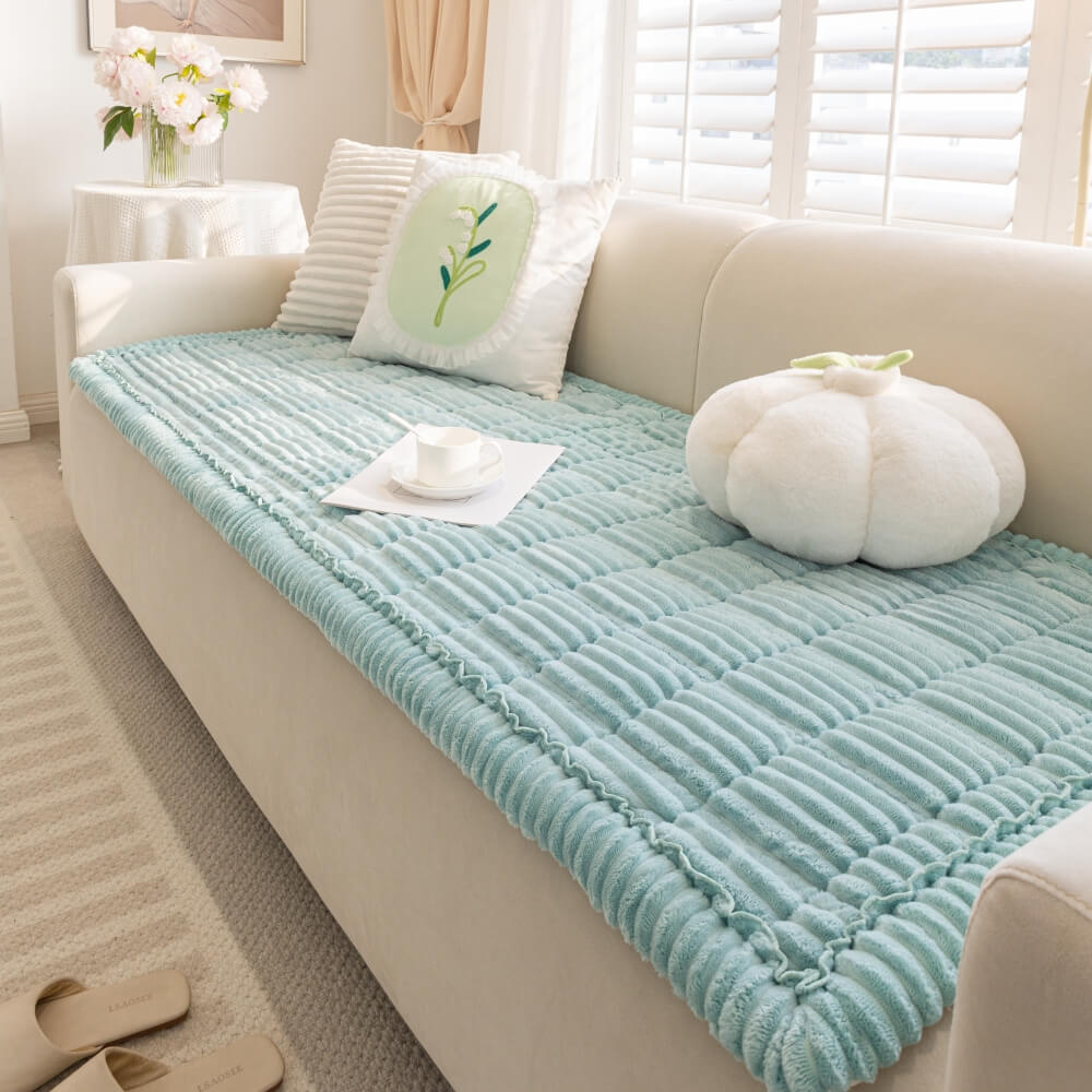 Housse de canapé en biscuits gaufrés flanelle douce et confortable avec tapis respirant pour animaux