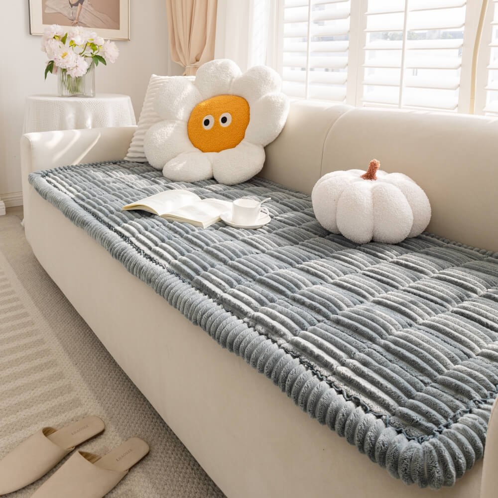 Housse de canapé en biscuits gaufrés flanelle douce et confortable avec tapis respirant pour animaux