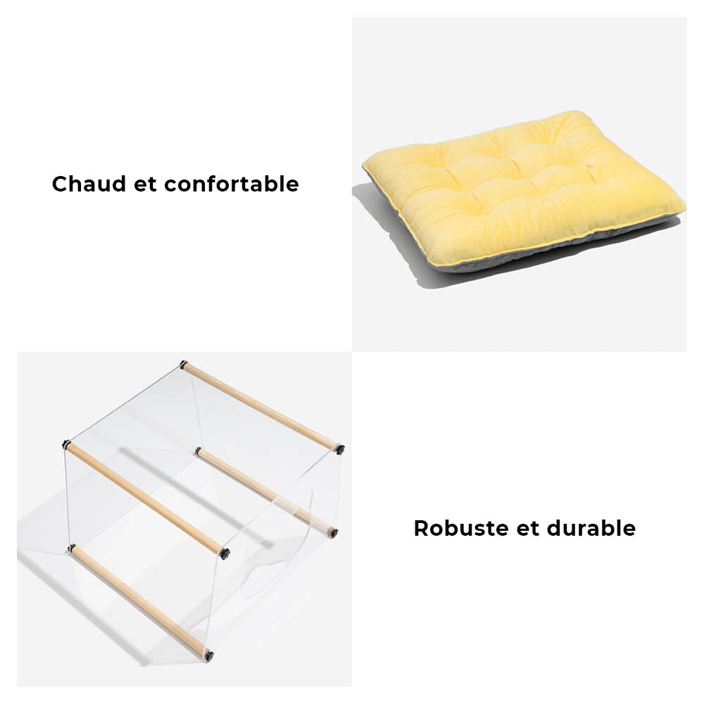 Maison d'intérieur en acrylique avec structure en bois massif pour chat