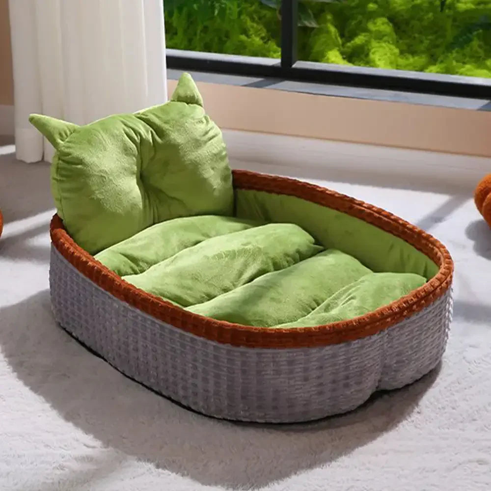 Coussin pour chien avec support de cou, cadre doux et surélevé, lit de relaxation pour un sommeil profond.