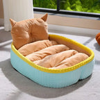 Coussin pour chien avec support de cou, cadre doux et surélevé, lit de relaxation pour un sommeil profond.