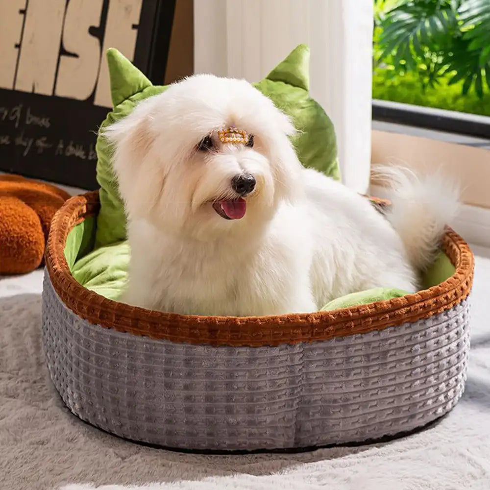 Coussin pour chien avec support de cou, cadre doux et surélevé, lit de relaxation pour un sommeil profond.