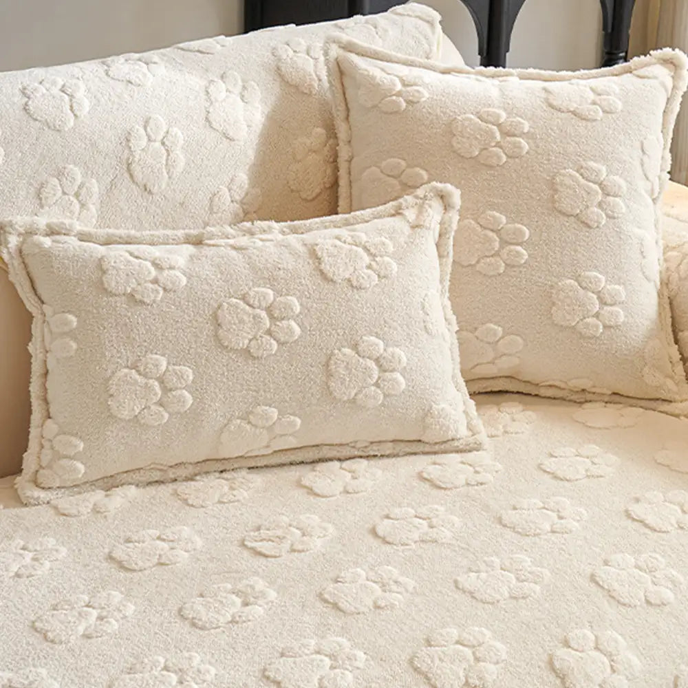 Impression de patte mignonne, couverture de canapé épaisse et antidérapante pour décoration.