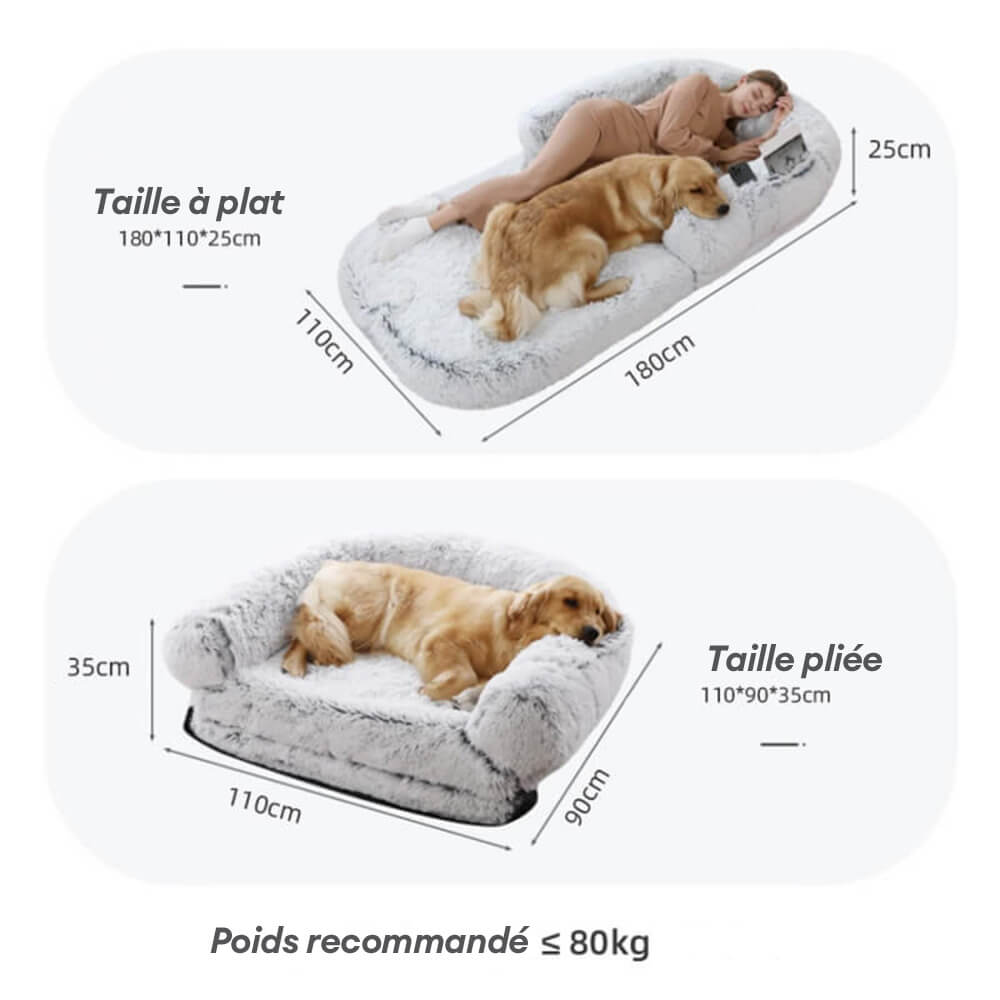 Lit orthopédique en peluche pour chien et homme