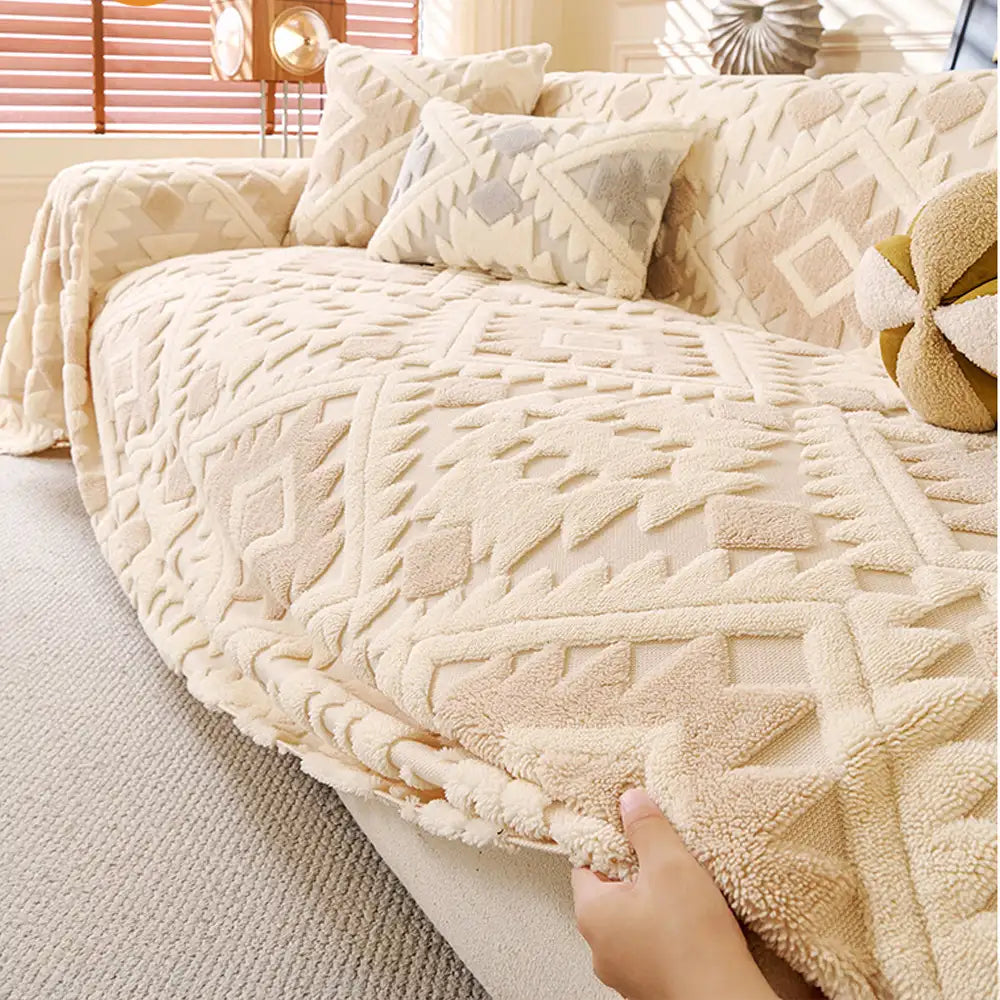 Couverture en tissu épais à motifs géométriques pour meubles