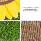 Planche à gratter pour chat en sisal tournesol avec base en herbe stable
