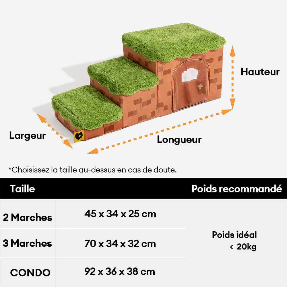 Escalier pliable pour animaux de compagnie fait main avec rangement - Blocky PawGame