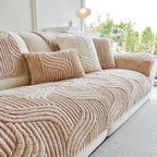 Housse de canapé moderne en peluche douce antidérapante motif géométrique