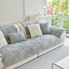 Housse de canapé moderne en peluche douce antidérapante motif géométrique