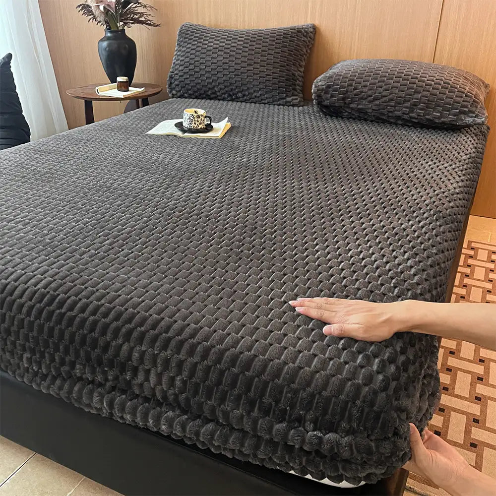 Housse de matelas en peluche douce et conviviale pour la peau, ensemble de draps-housses.