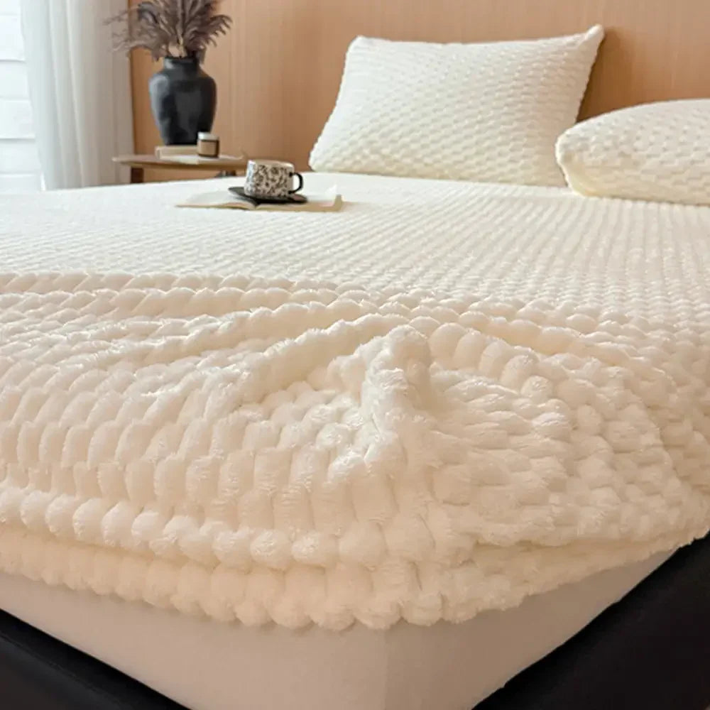 Housse de matelas en peluche douce et conviviale pour la peau, ensemble de draps-housses.