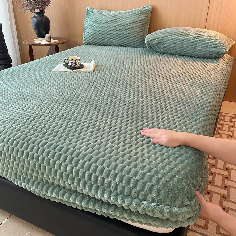 Housse de matelas en peluche douce et conviviale pour la peau, ensemble de draps-housses.