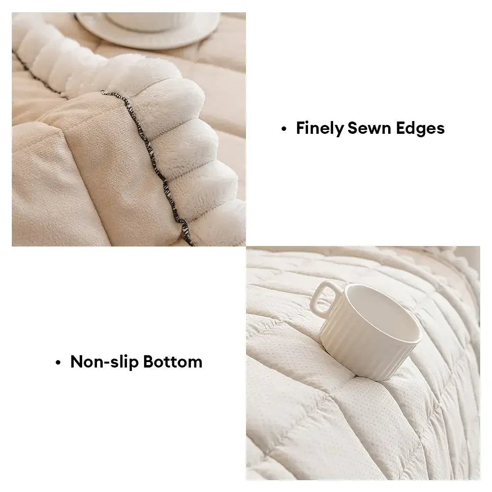 Housse de canapé simple en velours court carré protection antidérapante