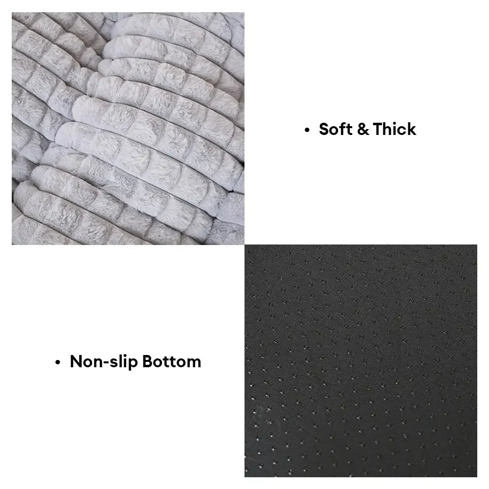 Lit pour chien peluche courte rayures carrées moelleux pour chiens petites et grandes tailles