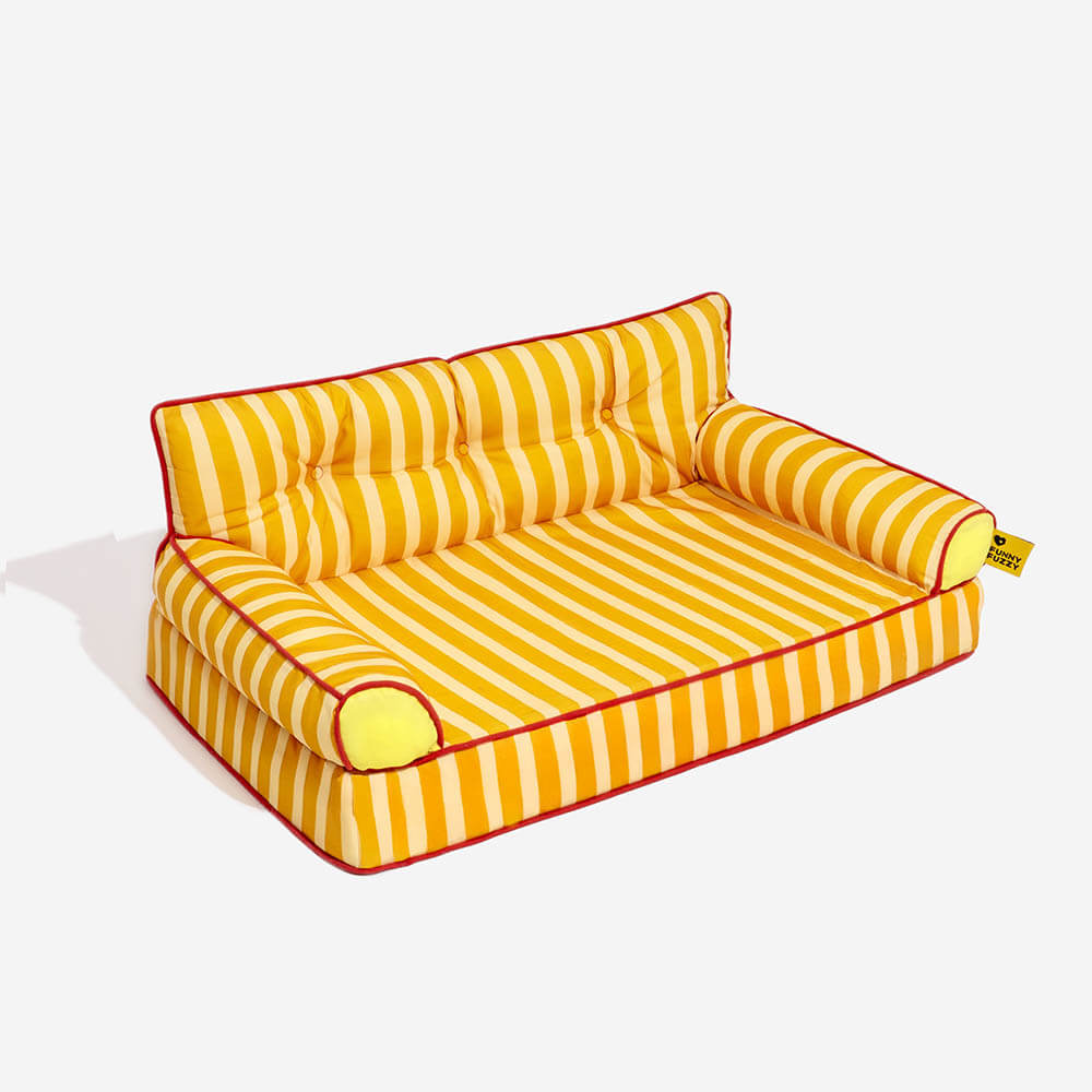 Canapé-lit pliable déperlant pour chien à rayures tendance - Sunny Siesta