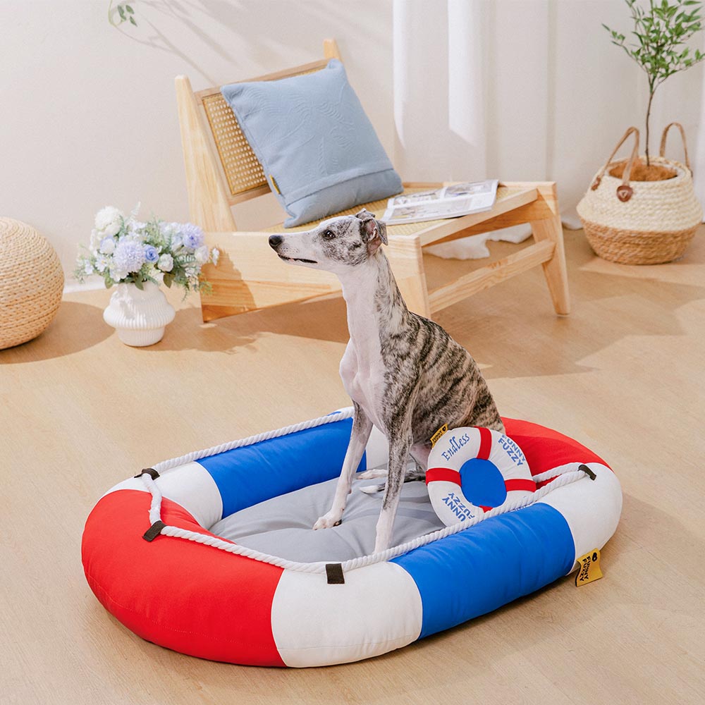 Lit pour animal en forme de bateau imperméable et rafraîchissant avec oreiller – Chill Raft