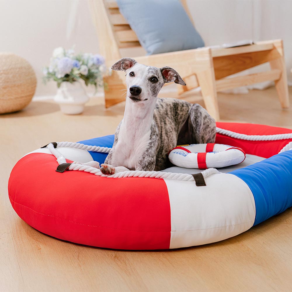 Lit pour animal en forme de bateau imperméable et rafraîchissant avec oreiller – Chill Raft