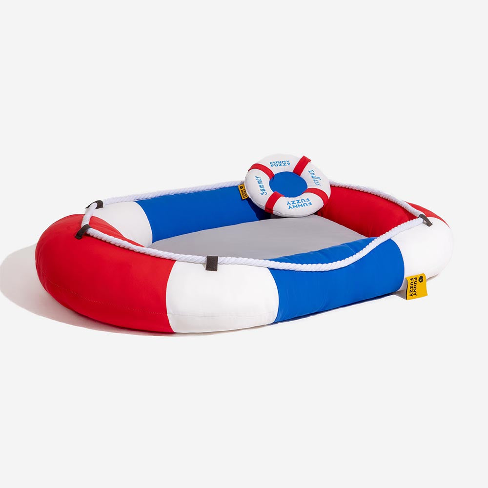 Lit pour animal en forme de bateau imperméable et rafraîchissant avec oreiller – Chill Raft