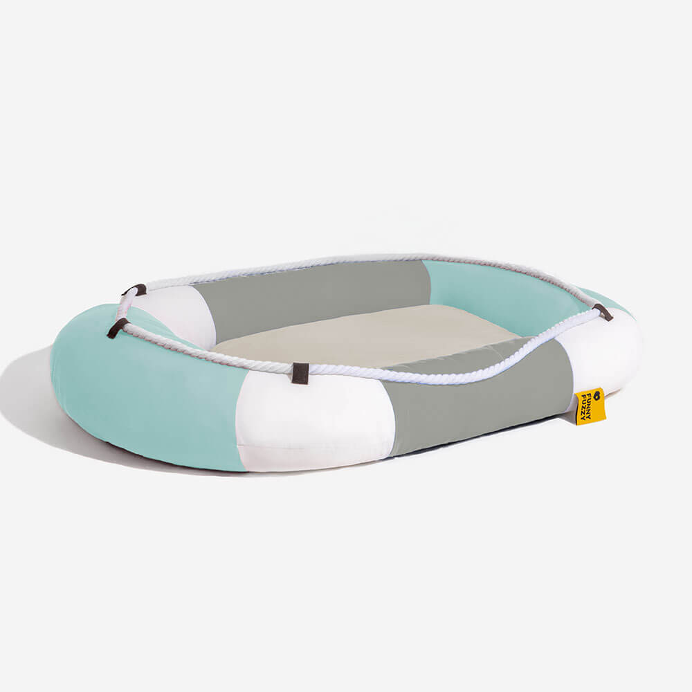 Lit pour animal en forme de bateau imperméable et rafraîchissant avec oreiller – Chill Raft