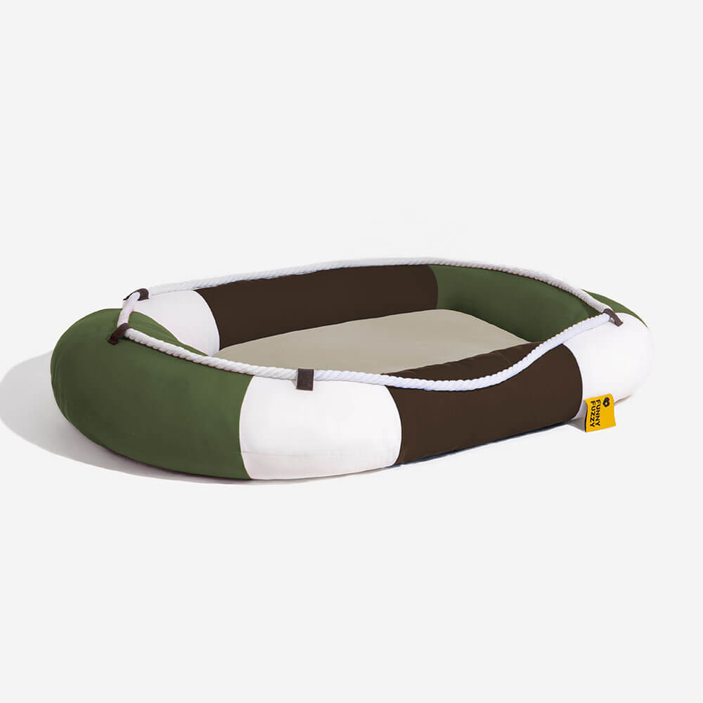 Lit pour animal en forme de bateau imperméable et rafraîchissant avec oreiller – Chill Raft