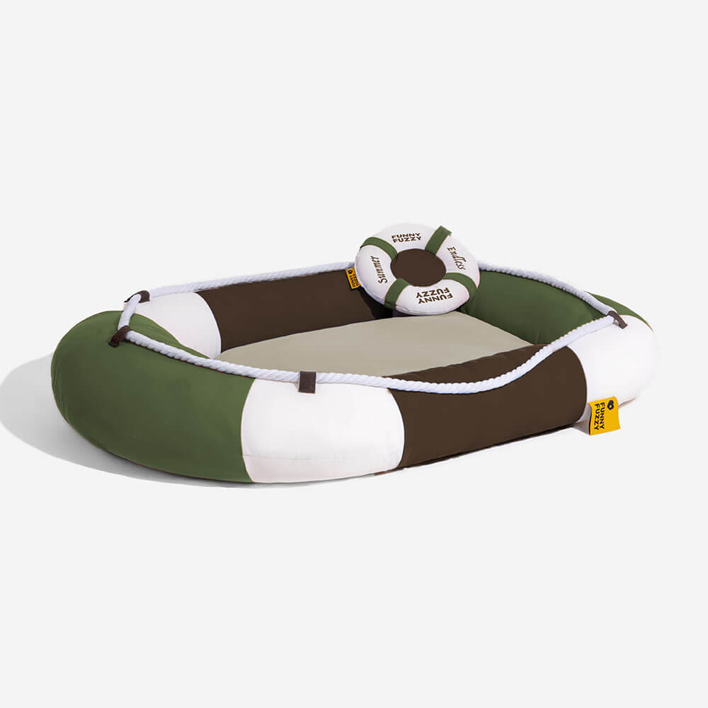 Lit pour animal en forme de bateau imperméable et rafraîchissant avec oreiller – Chill Raft