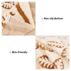 Couverture multi-usages en velours jacquard à motif de feuilles pour décoration de canapé