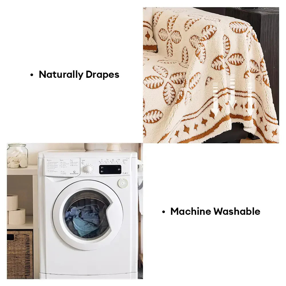 Couverture multi-usages en velours jacquard à motif de feuilles pour décoration de canapé