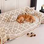 Couverture multi-usages en velours jacquard à motif de feuilles pour décoration de canapé