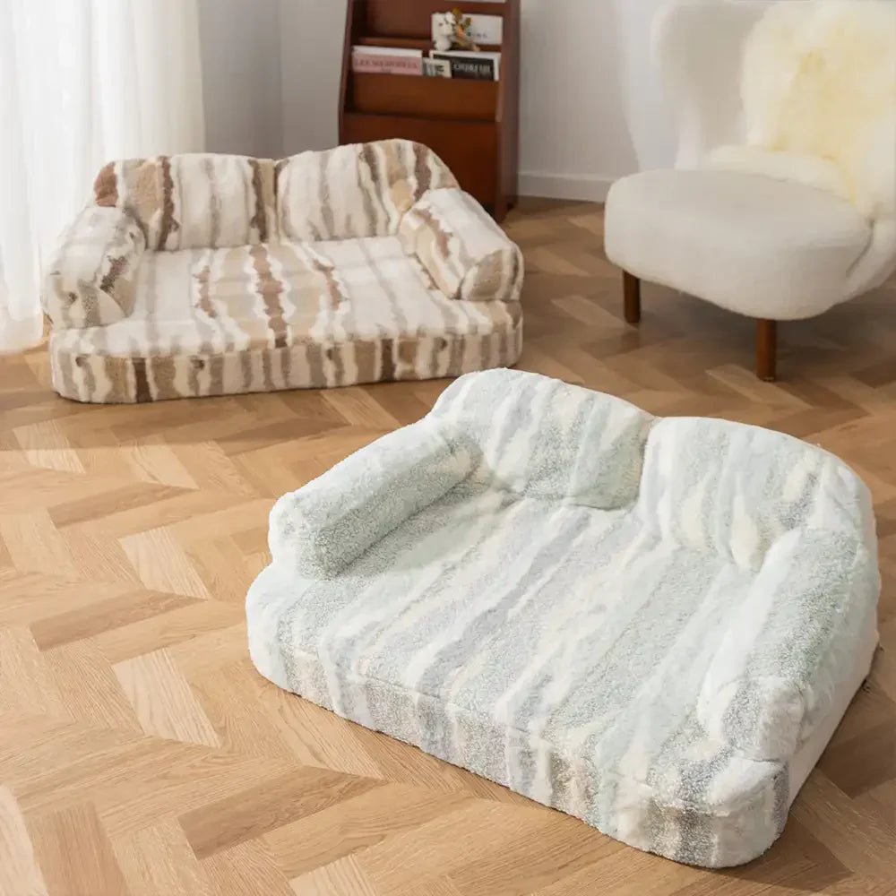 Lit chien douillet protection épines fausse laine d’agneau effet noué tendance