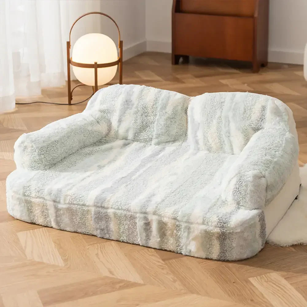 Lit chien douillet protection épines fausse laine d’agneau effet noué tendance