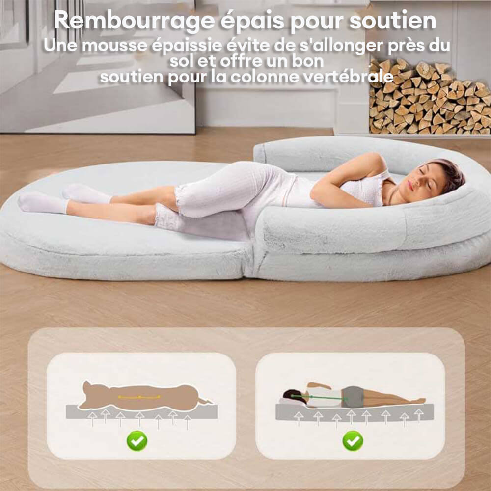 Lit orthopédique en peluche pour chien et homme