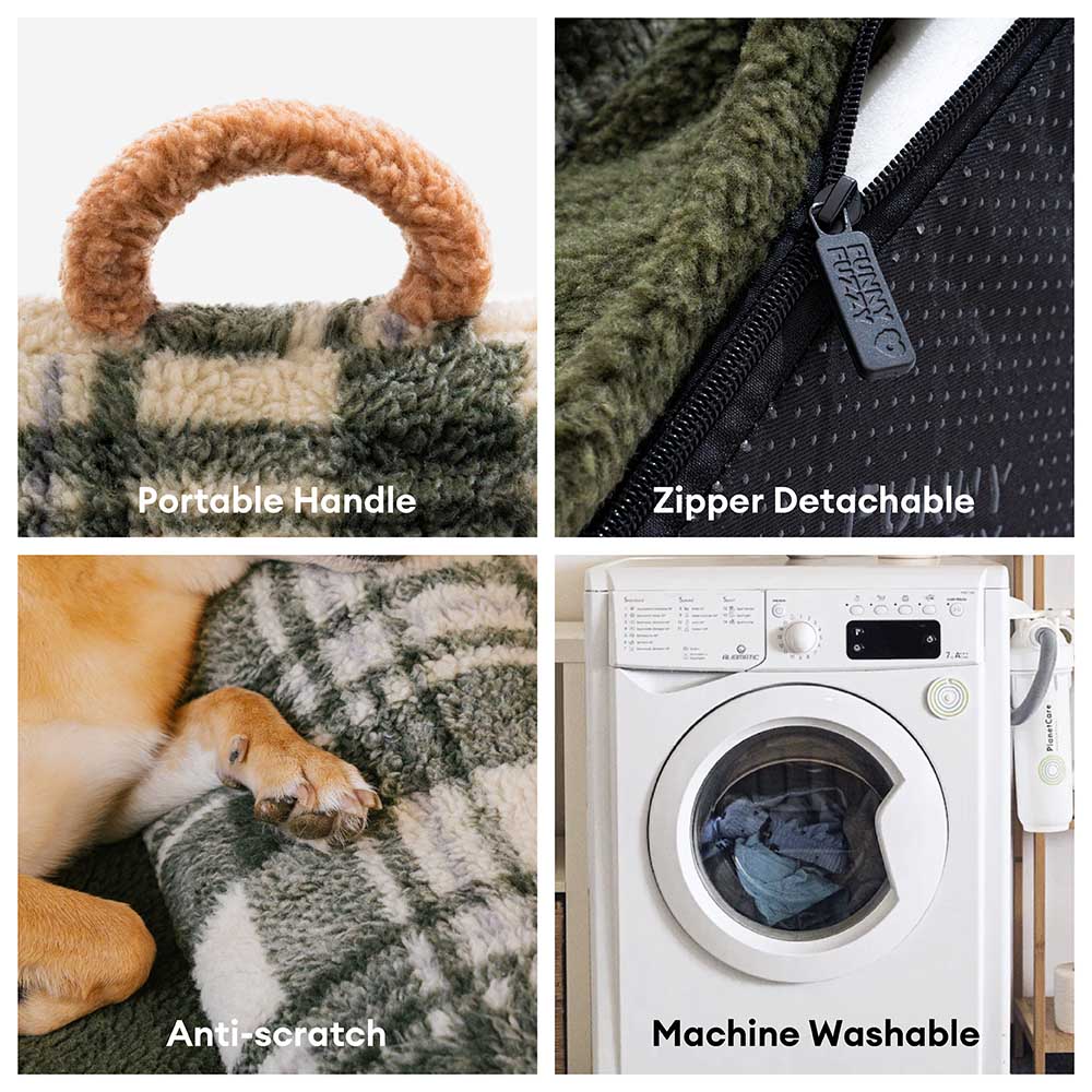 Canapé-lit pour chien et chat apaisant lavable à carreaux vintage