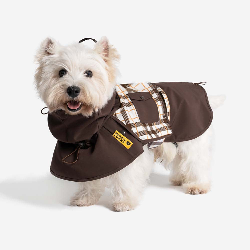 Imperméable ajustable pour chien à carreaux vintage protection contre les intempéries