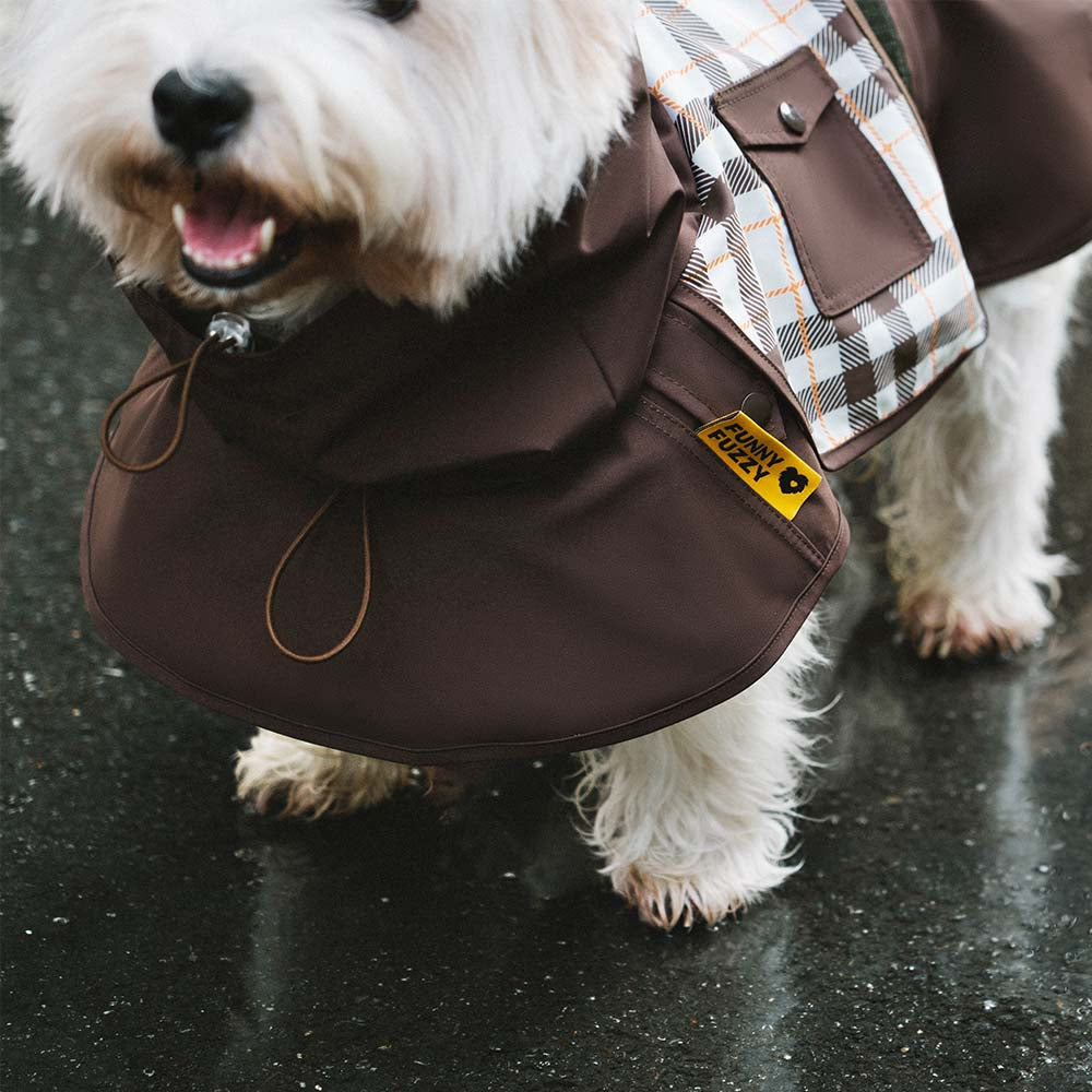 Imperméable ajustable pour chien à carreaux vintage protection contre les intempéries