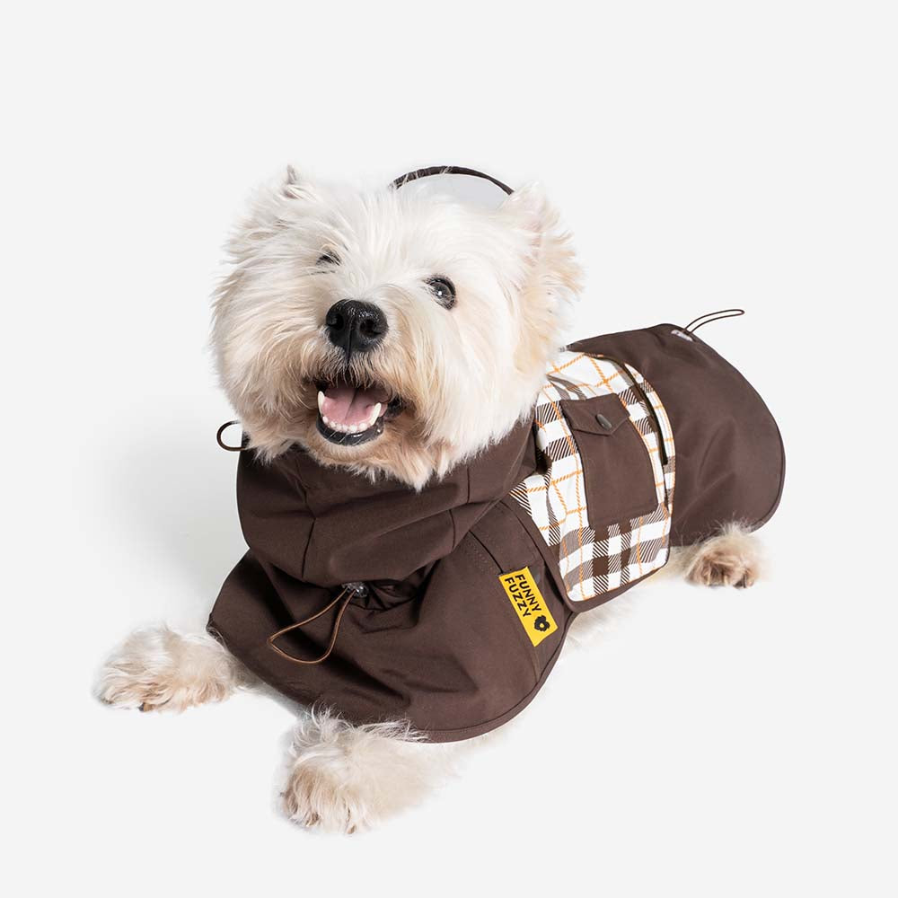 Imperméable ajustable pour chien à carreaux vintage protection contre les intempéries
