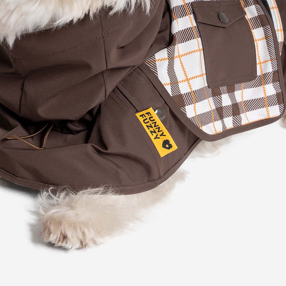 Imperméable ajustable pour chien à carreaux vintage protection contre les intempéries