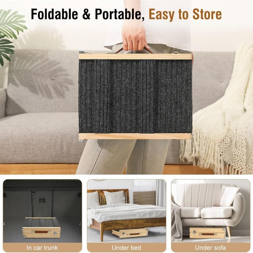 Rampe en bois pour chien réglable 4 hauteurs escaliers pliables pour chien