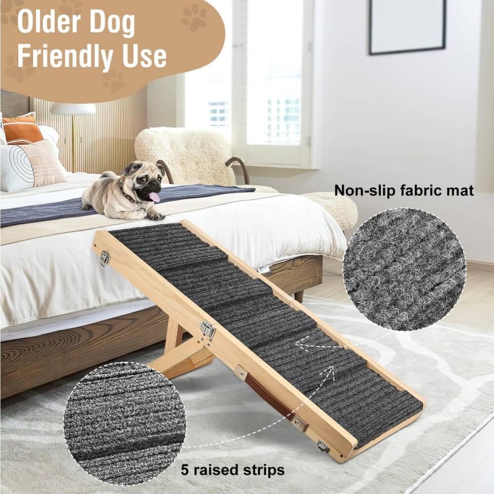 Rampe en bois pour chien réglable 4 hauteurs escaliers pliables pour chien