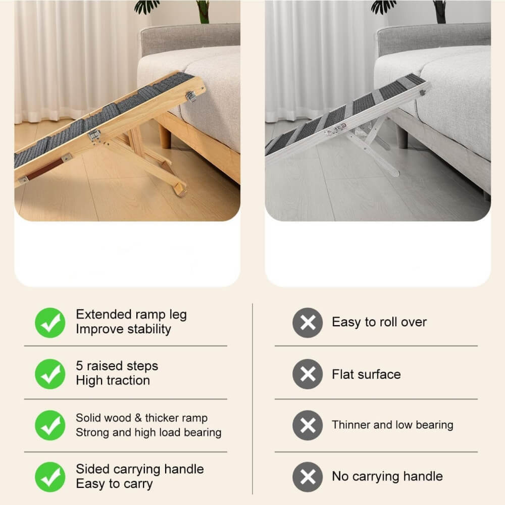 Rampe en bois pour chien réglable 4 hauteurs escaliers pliables pour chien
