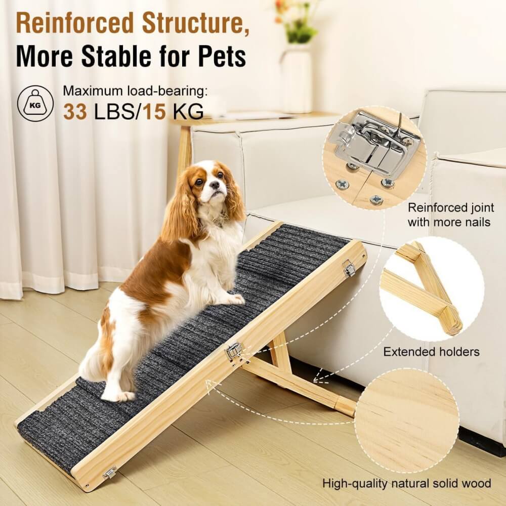 Rampe en bois pour chien réglable 4 hauteurs escaliers pliables pour chien