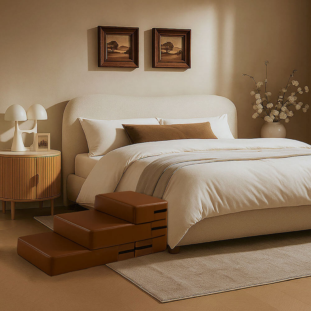 Escaliers pour animaux modulables à plusieurs niveaux en cuir PU imperméable et lavable