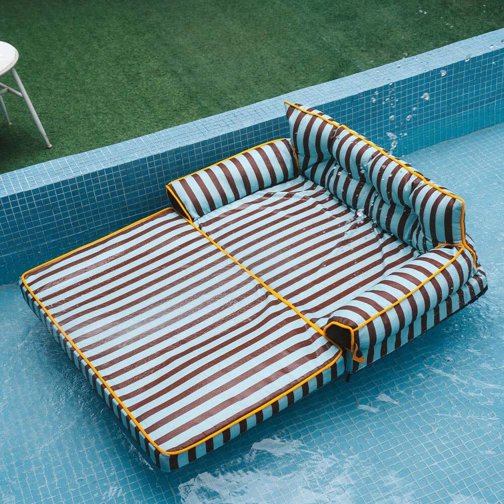 Canapé-lit pliable déperlant pour chien à rayures tendance - Sunny Siesta