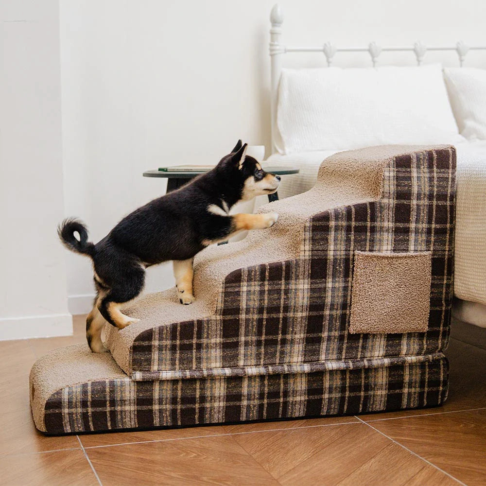 Rampe pour animaux en peluche à carreaux mousse haute densité amovible - ComfyClimb